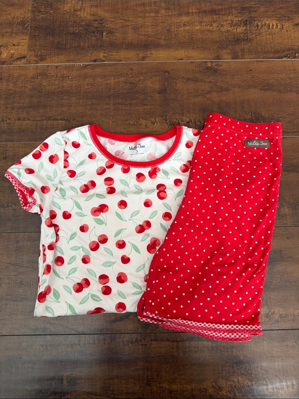 Matilda Jane Red Cherry Kids Pajama Set - Short Sleeve Top & Shorts